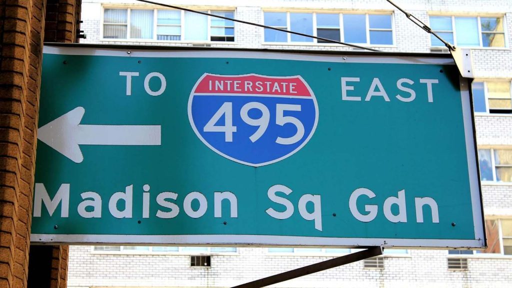Freeway exit for Madison Square Garden.